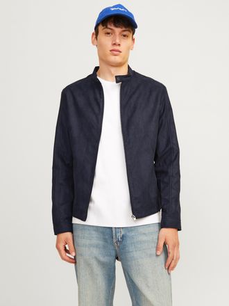 Jack & Jones Lederimitatjacke JACK & JONES JJEDYLAN CLEAN JACKET NOOS, Herren, Gr. XXL, schwarz (jet schwarz), Web, Obermaterial: 100% Polyester, unifarben, normal