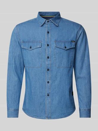 Replay Freizeithemd mit Kentkragen in Jeansblau, Gr&ouml;&szlig;e XXL