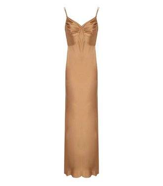 Elisabetta Franchi ABITO RED CARPET IN SATIN BEIGE ELISABETTA FRANCHI