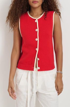 Alex Mill Bridget Tipped Sweater Vest in Red/Ivory at Nordstrom, Size X-Large
