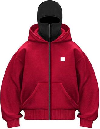 Generic Balaclava Hoodie Mens Hoodies Zip Up Fashion Double Layer Hoodie with Mask Travel Hoodies Oversized Long Sleeved Warm Wind-resistant Athletic Workout 