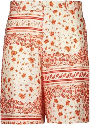 Fendi Korte Broeken, Heren, Veelkleurig, M, Bandana Silk Bermuda Shorts
