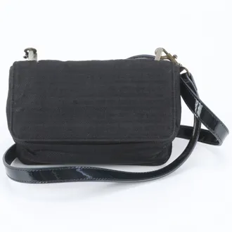 Prada Black Leather Nylon Handbag Shoulder Bag Tote Bag (Pre-Owned)