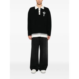 Amiri Virgin Wool Knitted Polo Shirt - Black