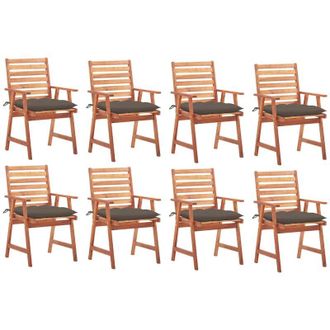 vidaXL Vidaxl - Sillas Comedor De Jard&iacute;n Y Cojines 8 Uds Madera Maciza Acacia