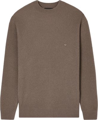 Emporio Armani Grijze Duif Trui Stijlvolle Mode - Heren - Ronde hals truien - Bruin - L - Truien & Vesten