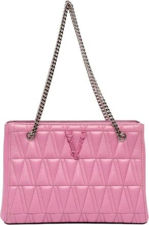 Versace Pre-owned Quilted Leather Top Handle Bag - Dames - Vintage Schoudertas - Roze - ONE Size - Leer - Vintage