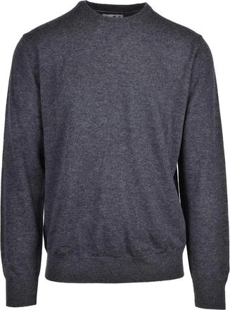 MC2 Saint Barth Grey Extrafine Merino Wool-Cashmere Crewneck Sweater