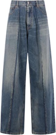 Maison Margiela Blue Logo Patch Denim Wide-Leg Jeans