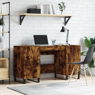 vidaXL Escritorio Madera De Ingenier&iacute;a Roble Ahumado 140x50x75 Cm Vidaxl