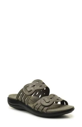 Taryn Rose Cutout Slide Sandal in Gunmetal at Nordstrom Rack, Size 7.5