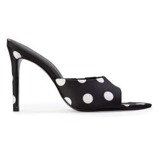 Black Suede Studio Bella 100 Mule in Black Polka Dot Satin at Nordstrom, Size 38.5 Eu