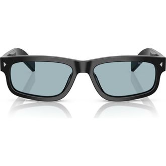 Prada 57mm Rectangular Optical Glasses in Black at Nordstrom