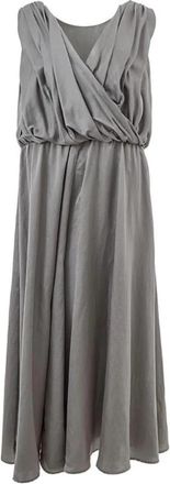Lardini Zijden Jurk - Tijdloze Verfijning - Dames - Casual kleedjes - Grijs - S - Kleedjes