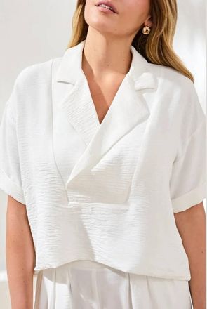 Tribal Flowy Popover Blouse In Ocean Pearl