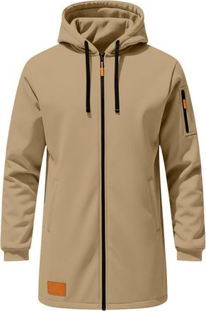 Generic Long Hooded Parka Jacket Hoodies for Men UK, Full-Length Front Zipper Mens Fashion Cargo Military Style Outerwear with Multiple Pockets Outdoor Sweats