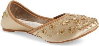 Fuchsia Amira Bead & Embroidery Flat in Gold at Nordstrom, Size 8