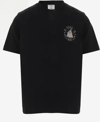 Casablanca Mens Cotton T-Shirt Black Organic T-Shirts And Polos