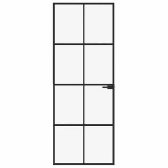 Berkfield Home Interior Door Black 76x201.5 cm Tempered Glass&Aluminium