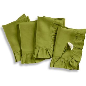 Solino Home Linen Dinner Napkins - Gabrielle Ruffle, 20 x 20 in Avocado at Nordstrom, Size Large