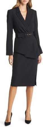 Tahari by ASL Nested Belted Jacket and Skirt in Black at Nordstrom Rack, Size 16