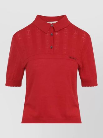 Marni polo knit top pointelle wool