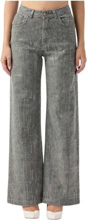Federica Tosi Jeans Flare Paillettes - Trousers - Mujer - Gris - W25