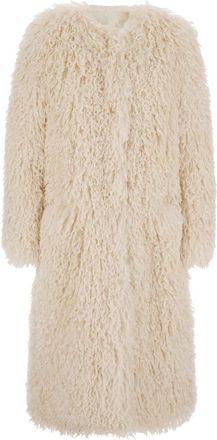 The Seafarer cleo Beige Coat With Open Front In Faux Fur Woman