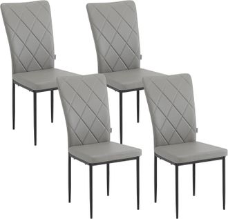 Woltu Woltu Juego De 4 Sillas De Piel Sint&eacute;tica Para Comedor Moderno, Sillas De Cocina Con Respaldo Alto, Gris