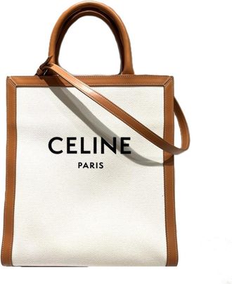 Celine White Canvas Leather Tote Bag (Pre-Owned)