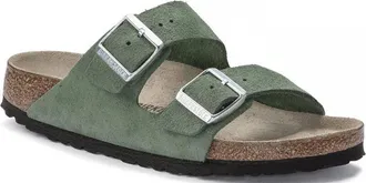 Birkenstock Womens Arizona Suede Sandals In Shimmering Thyme