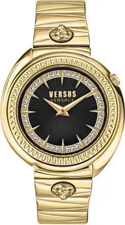 Versus Womens Tortona Crystal Bracelet Watch In Gold