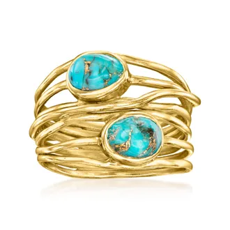 Ross-Simons Turquoise Highway Ring in 18kt Gold Over Sterling