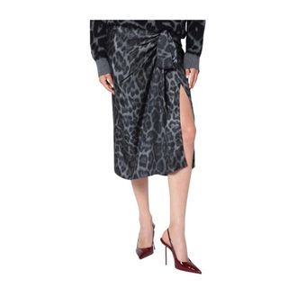 Stella McCartney Luipaard Gathered Rok - Dames - Midirokken - Grijs - M - Rokken