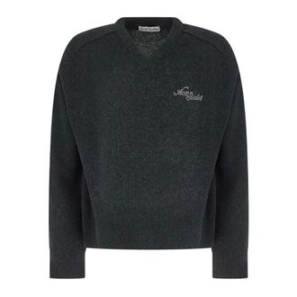 Acne Studios Su&eacute;ter de cuello en V de pelo de camello - Knitwear - Hombre - Negro - XL