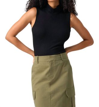 Sanctuary Essential Sleeveless Mock Neck Tank In Black