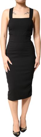 Dolce & Gabbana Womens Black Square Neck Sleeveless Midi Dress 07+se+vi