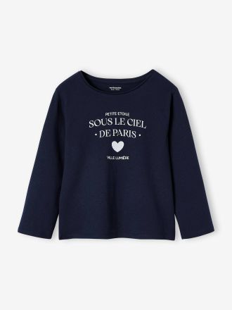 Vertbaudet M&auml;dchen Langarmshirt BASIC mit Recycling-Baumwolle marine