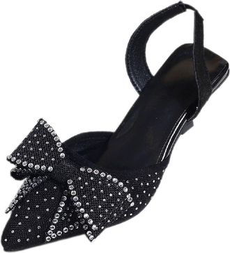 Generic Womens Pointed Toe Heeled Shoes Womens Diamond High Heels Slip On Slingback Sandals Graduation Heel Sandals Homecoming Formal Pumps Sexy Rhinestone Pu