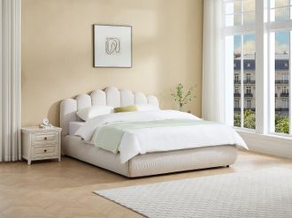 Vente-Unique Letto con contenitore 160 x 200 cm Tessuto testurizzato Beige - SILVATORA
