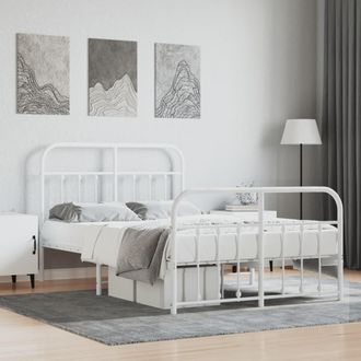 vidaXL Estructura Cama Sin Colch&oacute;n Con Estribo Metal Blanco 120x200 Cm Vidaxl