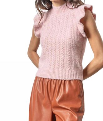 Lilla P Flutter Sleeve Mock Neck Sweater In Peonie