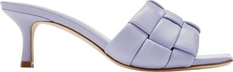 Ash Lila Leren Geweven Sandalen - Dames - Sandalen met hakken - Paars - 39 EU - Leer - Schoenen