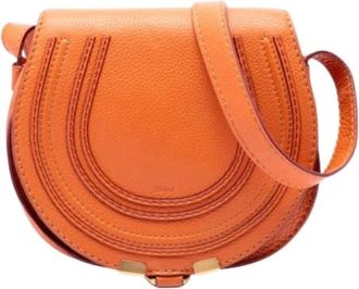 Chlo&eacute; Pre-owned Cross Body Bags, female, Orange, Size: ONE SIZE Pre-owned Small Marcie Saddle Crossbody Bag