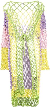 Celia B Rubino open-knit kaftan - women - Cotton - L - Yellow