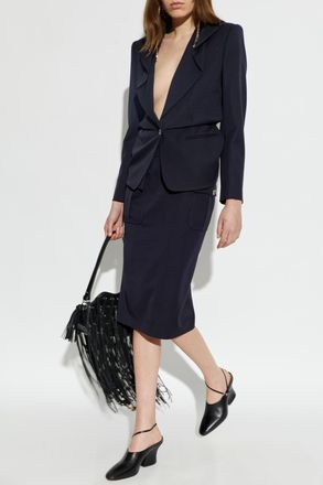 Alexander McQueen Wool Skirt, Womens, Navy Blue