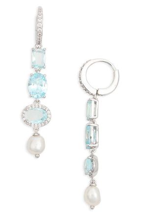 Nadri Maiden Linear Drop Earrings in Rhodium at Nordstrom
