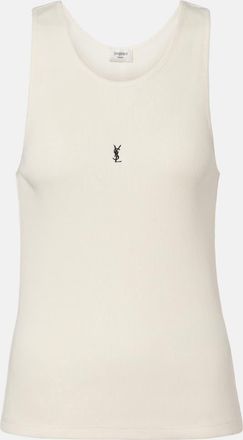 Saint Laurent Cassandre ribbed-knit cotton tank top