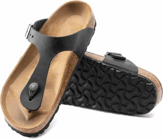 Birkenstock Womens Gizeh Oiled Leather Sandals In Black