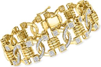 Ross-Simons Diamond Twisted-Link Bracelet in 18kt Gold Over Sterling
